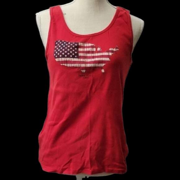 Faded Glory Red Tank Top with USA Flag Design - Picture 1 of 3